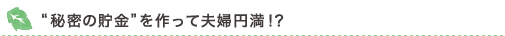 “秘密の貯金”を作って夫婦円満！？